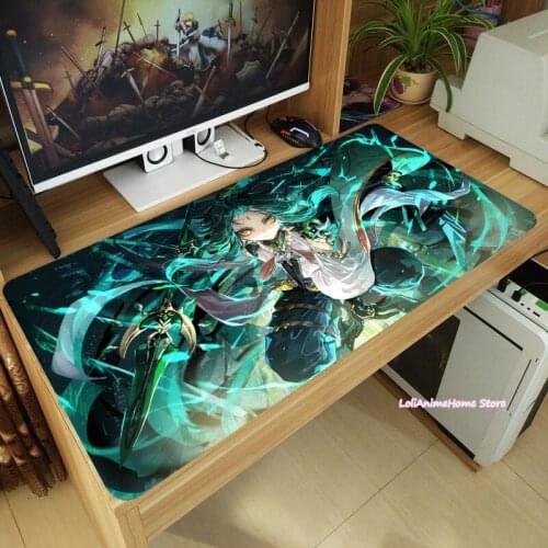 Game Genshin Impact Xiao Fashion Large Mouse Pad Thicken Laptop Gaming Mice Mat Desk Keyboard Mat Anti-Slip Playmat Cosplay