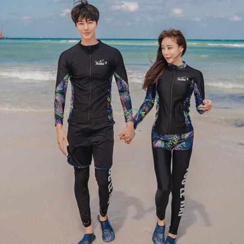 Long Sleeve Bathing Suit Swimwear Surf Swimsuit Women Surfing Couple Split Bikini Set Pants Men Large Drying Animal