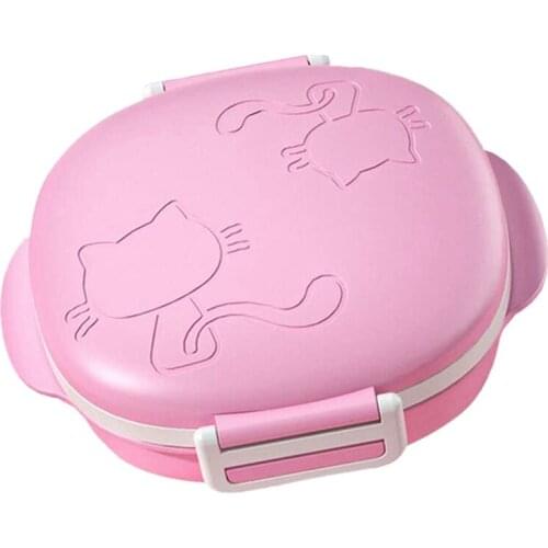 HOT Stainless Steel Childrens Bento Box Insulation Leakproof Lunch Box 3 Grid Bento Style Childrens Lunch Box Pink