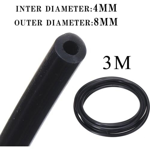 Mayitr 1pc 3 Meter Black Silicone Hose Vacuum Hose Temperature Resistance 4mm ID 8mm OD Overpressure Coolant Overflow Tool