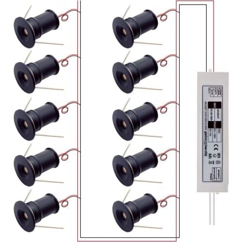 Mini LED Spotlight with Transformer 1W IP65 Ambient Downlight 12V Small Spot Light for Stair Ceiling Cabinet Showcase Corridor