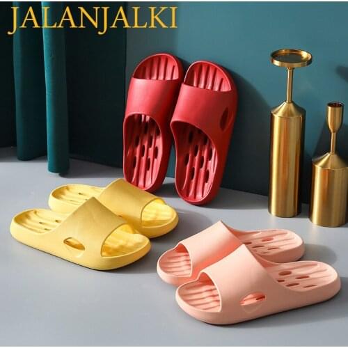 JALANJALKI Soft Women Home Slippers Quick Dry Solid Color Men Bathroom Shoes Non-slip Thick Slides Light EVA Lady Flexible Shoes