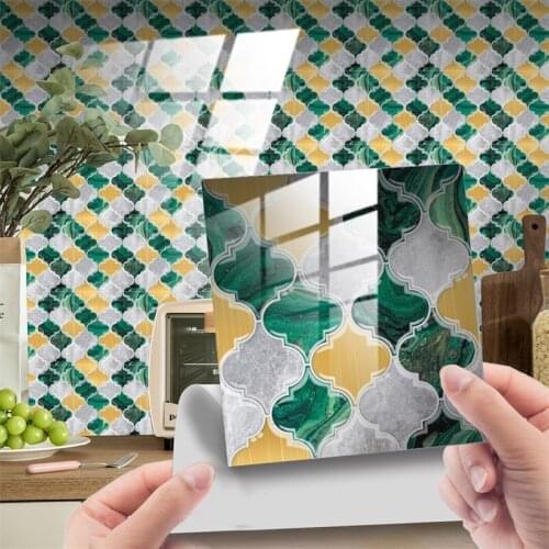 Retro Pattern Water drop square Tiles Wall Sticker Sofa TV Walls Stairs Kitchen Decoration Wall Decals Removable Art Wallpaper