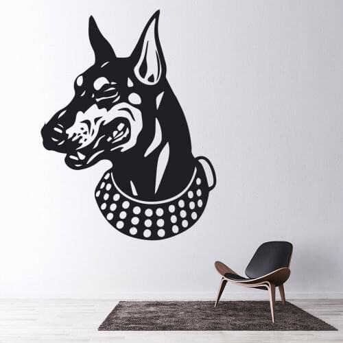 Doberman Dog Wall Sticker Dogs Head Art Mural Living Room Pets Shop Interior Decoration Door Window Vinyl Decals Wallpaper Q129