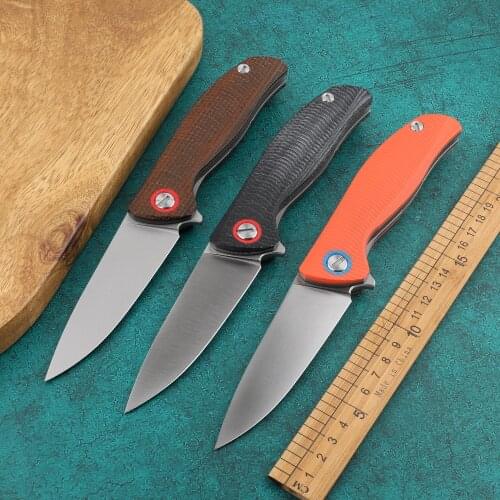 NINE THORN fin F3 folding knife D2 blade titanium + Mikata G10 handle camping hunting survival pocket fruit knife EDC tool