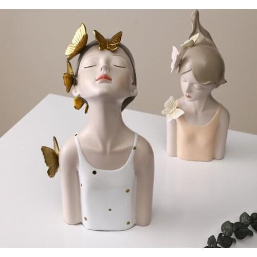 Nordic Butterfly Sculpture Statues For Resin Crafts Modern Home Living Room Table Decor Girl Birthday Gift Figurines Miniatures