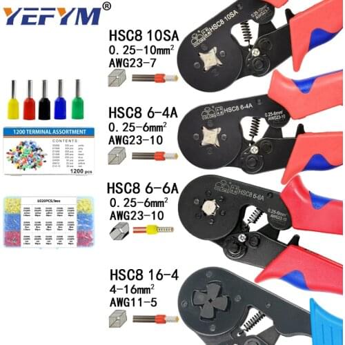 HSC8 10SA crimping pliers 0.25-10mm2 HSC8 6-6A/6-4A 0.25-6mm2 tube terminal box brand mini type round nose european pliers tools