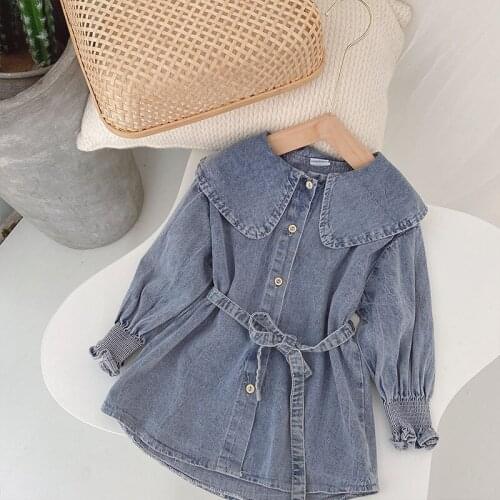 Girls dress 2021 Spring Autumn baby dress kids vestidos children brand Toddler clothes fashion Casual denim Shirt dress for girl
