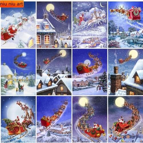 Full Square Diamond Painting Christmas 5D Diamond Embroidery Santa Cross Stitch Mosaic Portrait Picture Handmade Hobby