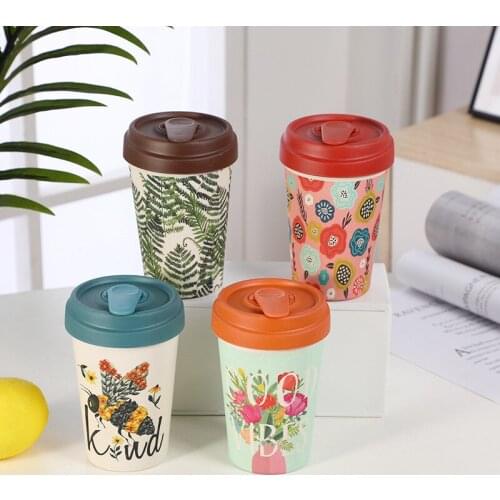 500ml Portable Practical Reusable Bamboo Fiber Coffee Cups Eco Friendly Non-slip Solid Travel Car Mugs Useful Outdoor