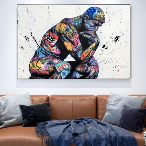 Portrait of Thinker Canvas Painting Thinker Man Posters and Prints Wall Graffiti Art Picture for living Room Home Decor Cuadros