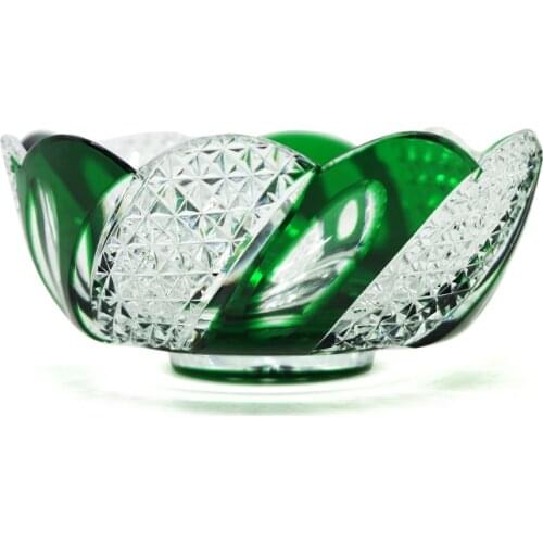 Luxury Hand Carved Green Crystal Glass Plate For Fruits Dessert Bread