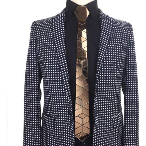 6 Styles Luxury Acrylic Necktie Slim Fit Walnut Brown Mirror Ties Vintage Bling Ties Led Gift Handmade Metallic Summer Accessory