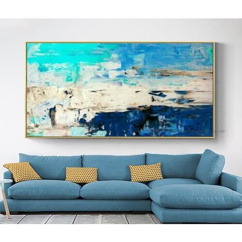 Hand painted moderne abstrait canvas oil paintings Fashion home design acrylic painting royal blue wall pictures for living room