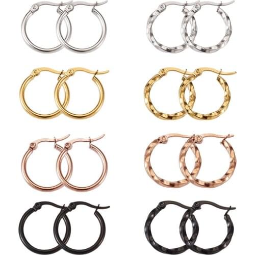 15mm/20mm/40mm Titanium Steel Hoop Earrings Piercing Ring Shape Mixed Color Fashion for Retro Jewelry Decoration Women Accessori