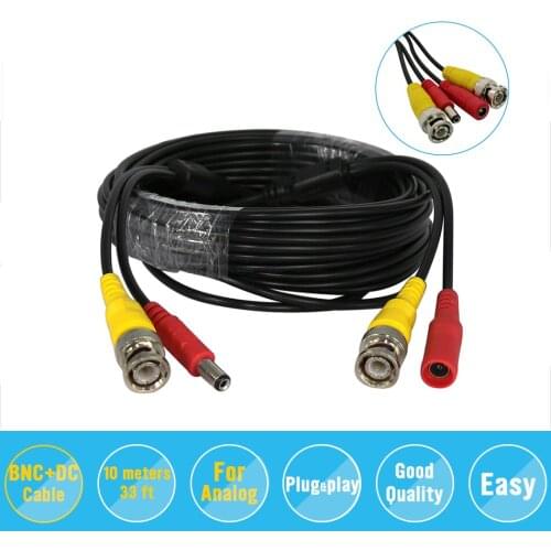 Hiseeu BNC Video Power Siamese Cable 32ft 10m for Analog AHD CVI CCTV Surveillance Camera DVR Kit cctv cable