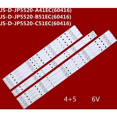LED Backlight strip 5/4 lamps For AKAI 55'' TV AKTV551 JS-D-JP5520-A41EC B51EC C51EC (60416) MS-L0956 6V/LED