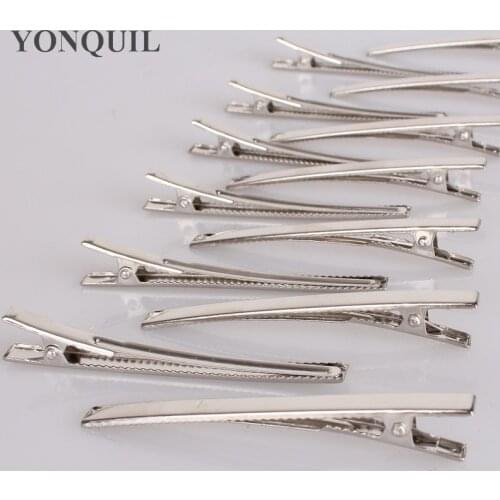 High Quality 80Mm Silver Tone Hair Clips Single Prong Alligator Clip Teeth Clips Handwork DIY Craft Hair Accessory 100Pcs/Lot