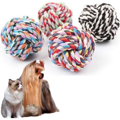 1Pc Dog Toy 7cm Puppy Gnash Cotton Knot Toy Teeth Cleaning Pet Play Ball Outdoor Training Interactive Toy 85g