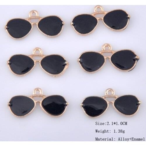 10pcs New creative Sunglasses pendants alloy accessories, enamel Sunglasses charms.DIY lovable sunglasses, earring pendants