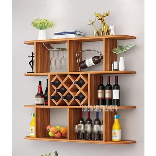 120/140cm Wall-mounted Hanging Red Wine Rack Shelf Living Room Retro Modern Multi-layer Wooden Grape Wine Organize Shelf