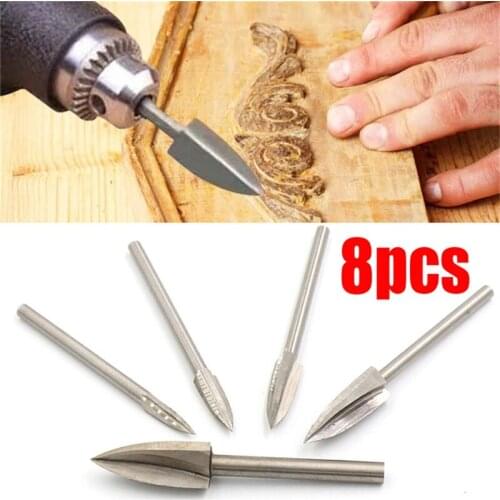 3/5/8PCS Wood Carving and Engraving Drill Bit Milling Root Cutter Carving Tools Carpenter Tools Wood Chisel Set