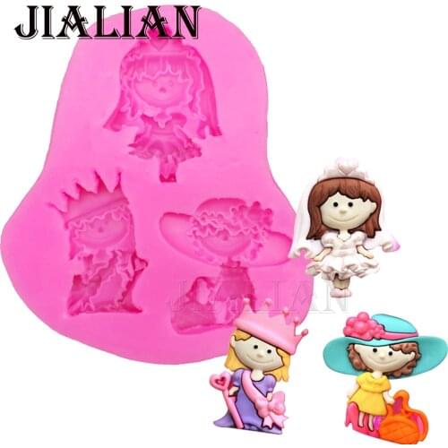 3D Girl princess bride chocolate Party cake decorating tools DIY cooking fondant silicone mold kitchen Baking accessories T0119
