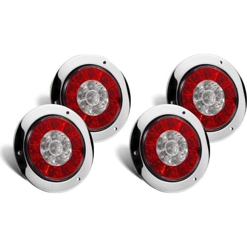 4Pcs 4 Inch LED Trailer Tail Lights 16 LED Stop Brake Tail Running Reverse Backup Lights Lamps for RV Trailer Trucks