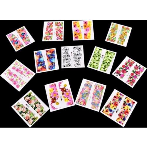 50Sheets Summer Nail Art Designs Water Transfer Wraps Nail Sticker New Flower Tips Nail Decals Tools