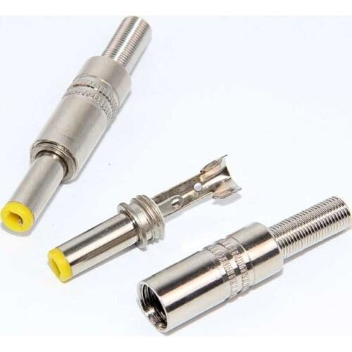 500Pcs Metal 5.5*2.1 5.5x2.1mm/5.5mm * 2.5mm 5.5*2.5mm DC Power Male Plug Jack Adapter Connector plug with yellow head