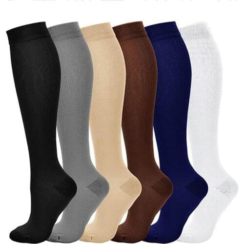 6 pair/set Nylon Anti-Fatigue Knee High Compression Socks Calf Foot Support Stockings S-XXL Mens Womens socks