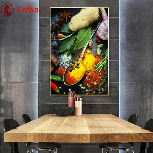 Diamond Embroidery Spice seasoning spoon restaurant kitchen decoration Diamond Painting Full drill Mosaic Cross Stitch Wall Art