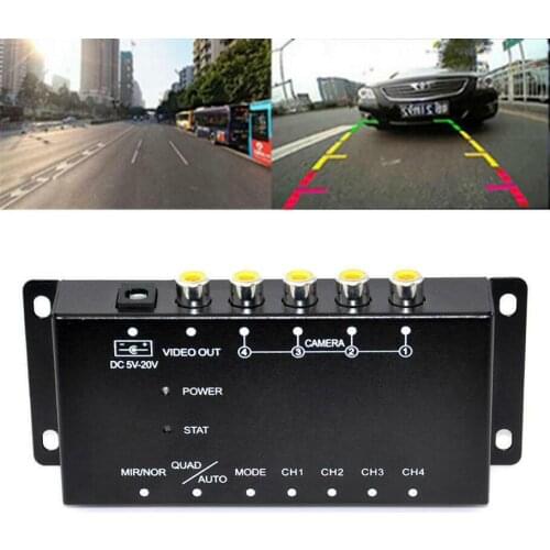 Car Auto 4-Way Video Switch Parking Camera 4 View Image Split-Screen Control Box Panoramic image split-screen display
