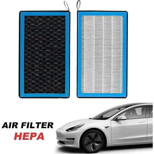 Car Air Filter HEPA Air Conditioner for Tesla Model 3 Model Y High Flow Air Cleaner, with Activated Carbon, 2 Pack