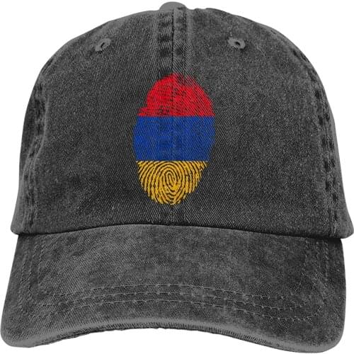 Baseball Caps Denim Mens Womens Armenia Flag Fingerprint Country Denim Casquette Hats