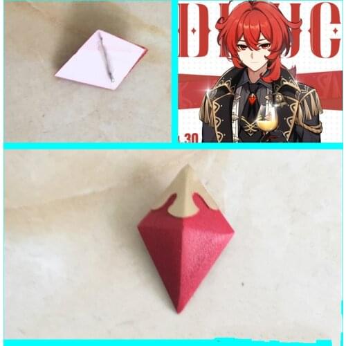 Genshin Impact Diluc Cosplay Red Badge Brooches Bag Clothes Lapel pin Fashion Jewelry Gift Halloween Carnival Costume Accessory