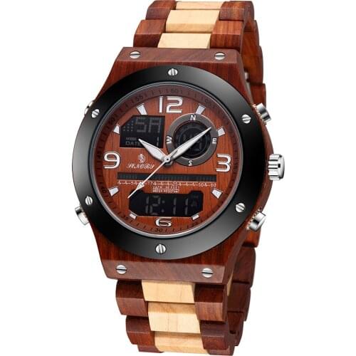 Top Brand Luxury Wooden Quartz Men Watch Relogio Masculino Multi-function Chronograph Sport Waterproof Watch Great Gift for Man
