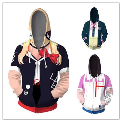 Danganronpa Cosplay Enoshima Junko Nanami ChiaKi Mikan Tsumiki Hooded Hoodies Women Pullover Sweatshirts Coat