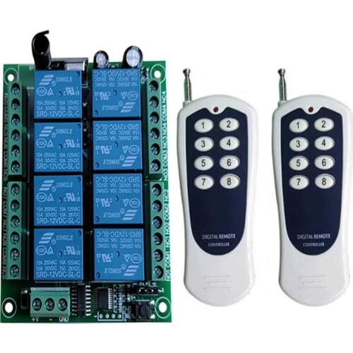 DC 12V 24V 8 CH Channels 8CH RF Wireless Remote Control Switch Remote Control System receiver transmitter 8CH Relay 315/433 MHz