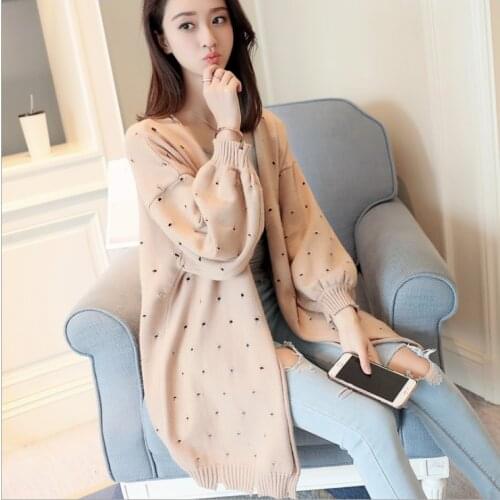 2021 Autumn Womens New Year Loose Mid-Length Ripped Knit Cardigan Plus Size Sweater Coat Thick Fashionable