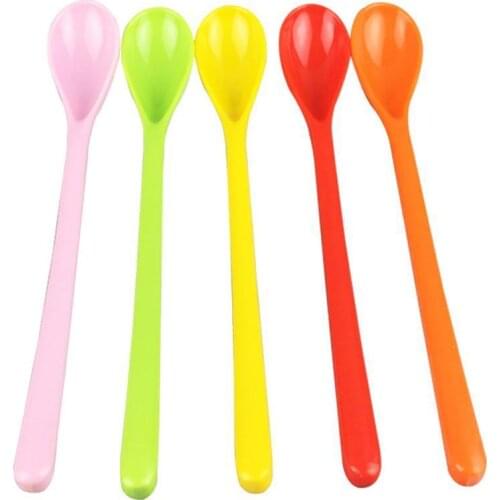 Candy Color Long Handle Soup Spoons Tea Coffee Stirring Spoon Ladle Rice Spoons Dinner Flatware Kitchen Scoops Meal Supplie B0J5