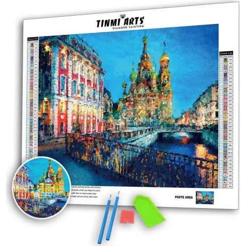 Beautiful St. Petersburg 5d diy diamond painting kits scalloped edge full round complet mosaic art rhinestones decoration home