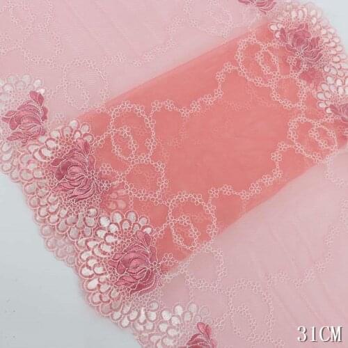 15Yds Beautiful Embroidery Lace Trim Bilateral Green Blue Pink Flower DIY Bridal Laces Fabric DIY Bra Dress Garment Accessories