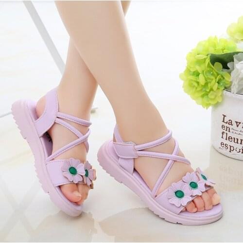 Summer Kids Shoes Sweet Princess Flower Patchwork Children Sandals for Girls Toddler Baby Soft Breathable Girl Shoes size 26-37