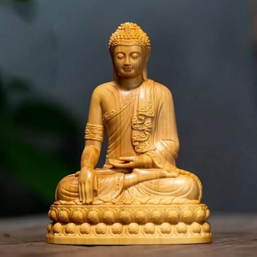 Mini Thailand Shakyamuni 10CM Buddha Boxwood Gifts Wood Figures Buddha Statues Home Decoration Collection Ornaments