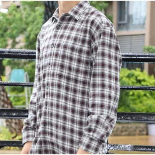 Mens shirt spring and autumn oxford shirt mens long-sleeved striped plaid