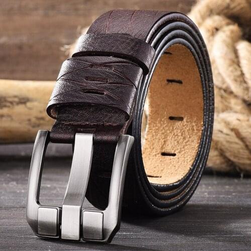 Retro Leather Belt Mens Pin Buckle All-Match Crocodile Leather Grain Fashion High-End Belt Business Casual Factory Wholesale