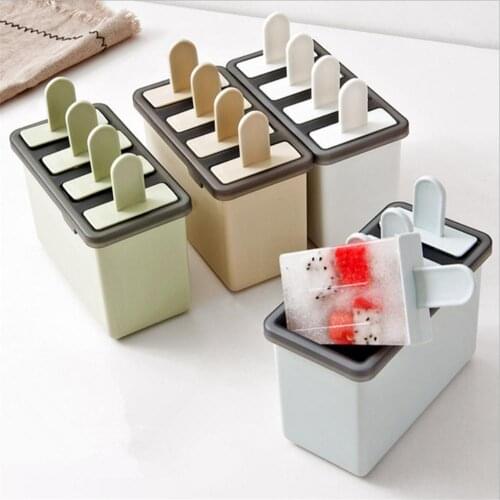 4 Grids Popsicle Molds Set BPA Free Reusable Ice Pop Maker With Standing Tray Sticks Durable DIY Frozen Ice Cream Pop Molds