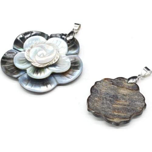 Natural Mother-of-pearl Pendants Reiki Heal Carve Shell Flower for Trendy Jewelry Making DIY Necklace Earrings Crafts