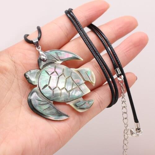 New Style Natural Shell Alloy Necklace Seaturtle-Shaped Pendant Leather Cord 2MM Charms For Elegant Women Love Romantic Gift